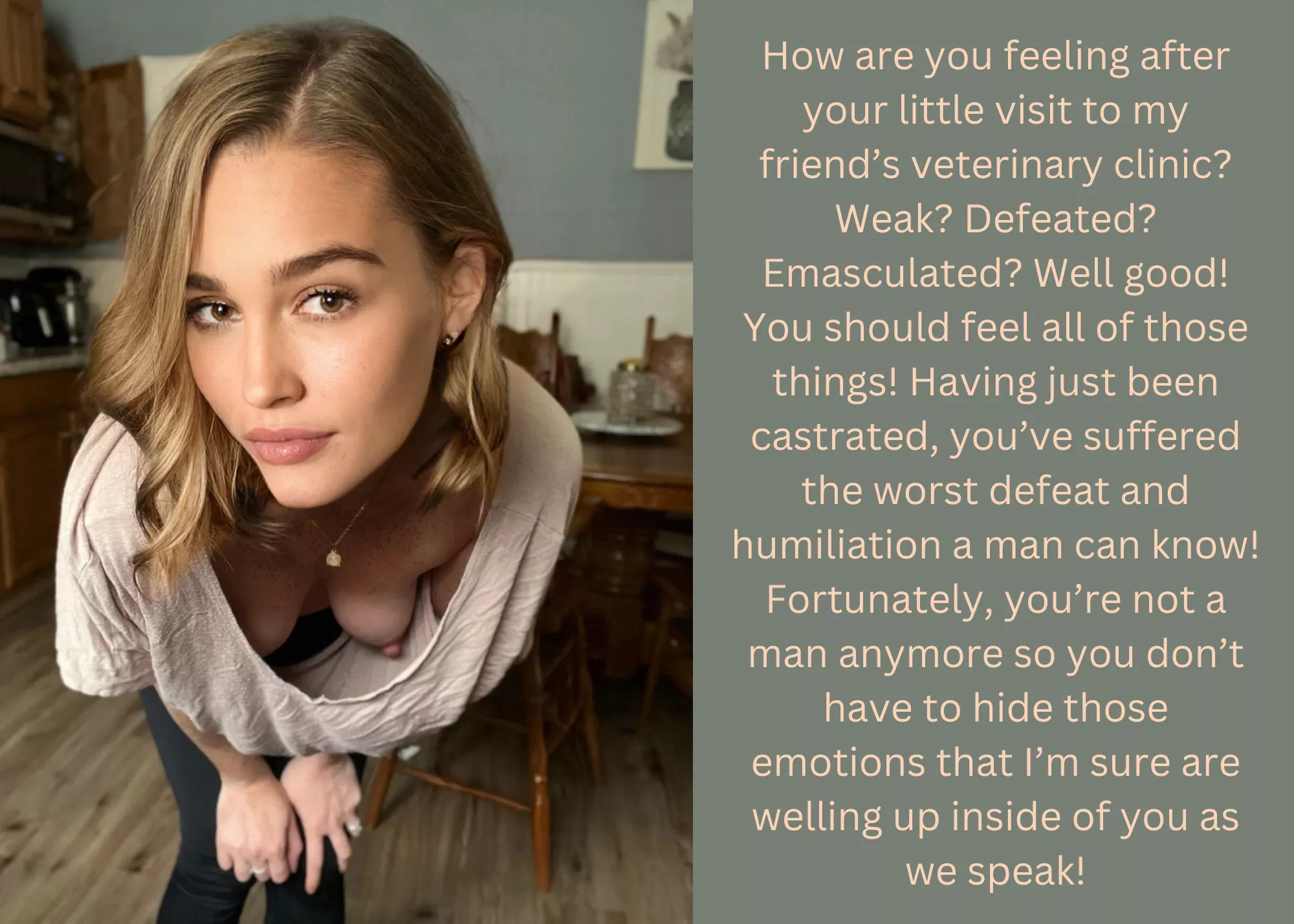 How are you feeling after your little visit to my friend's veterinary clinic? posted by Neutermenow