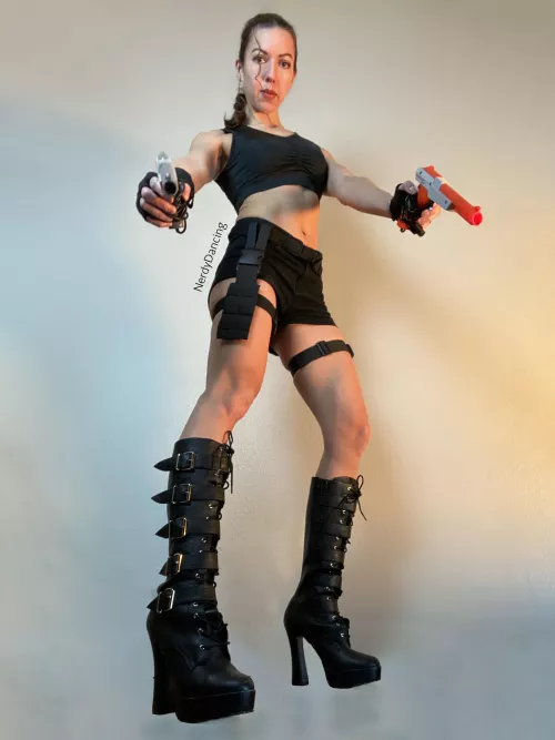 My Lara Croft cosplay with sexy boots by nerdydancing