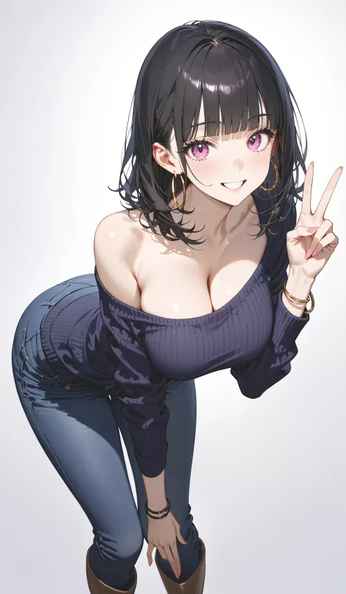 Off Shoulder Sweater  by CheetahSperm18