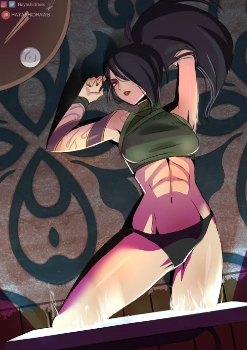 Akali coming out of a TV (HayashiDraws) by Knight_Prime_4597