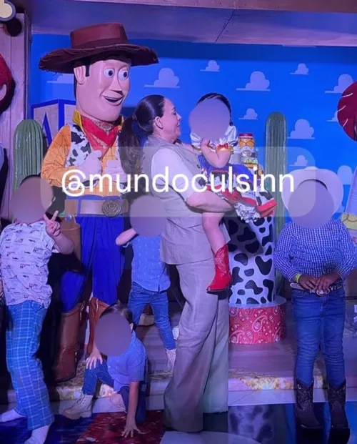 Griselda Lopez Perez (mother of Ovidio Guzman Lopez) at the 4th birthday party of Ovidio’s daughter Maria Joaquina Guzmán Meza (she’s holding her in the photo). This photo is from June 2023  by Ok_Head368