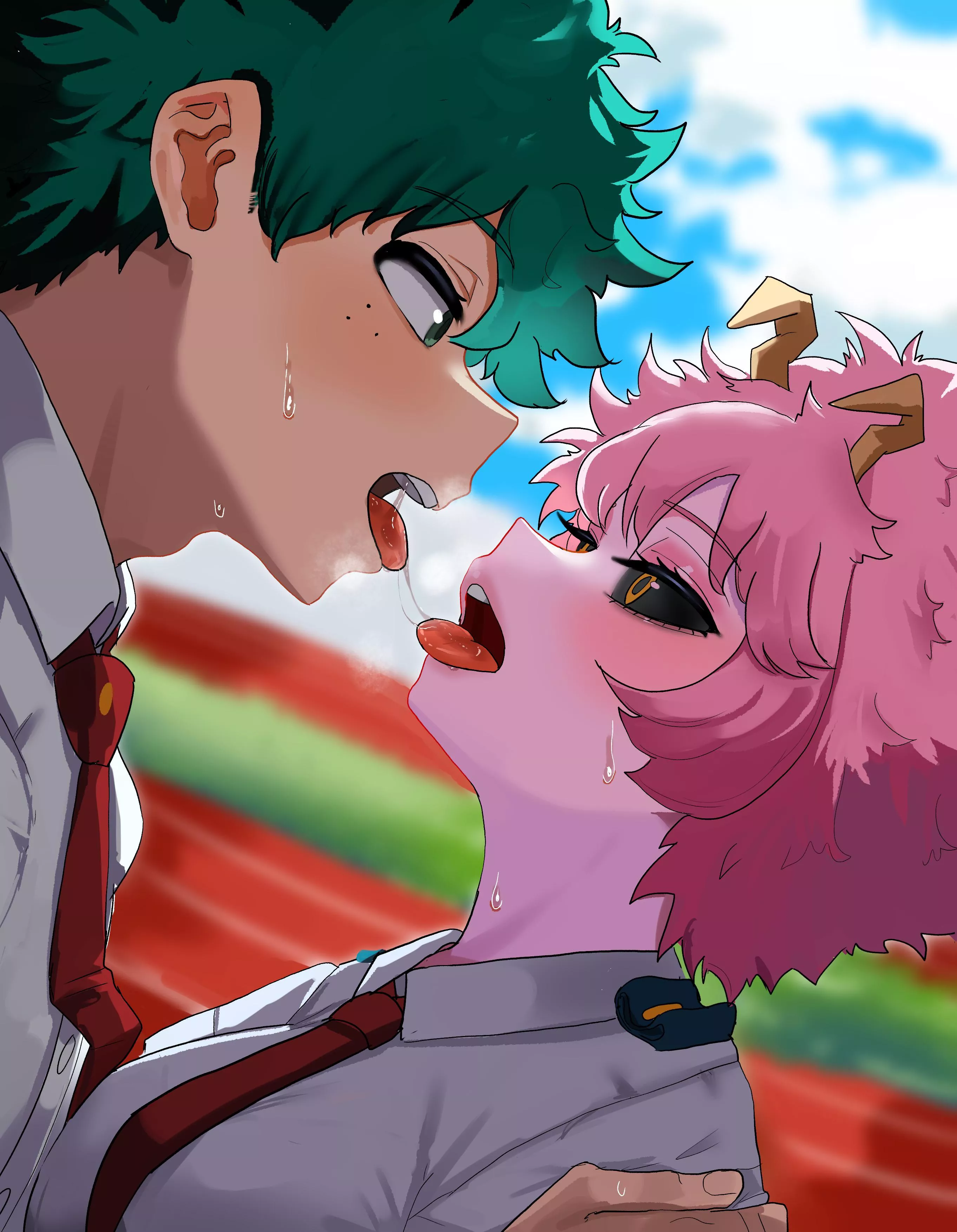 Izuku and Mina (@zdoor623) posted by CommunitPootisBirb