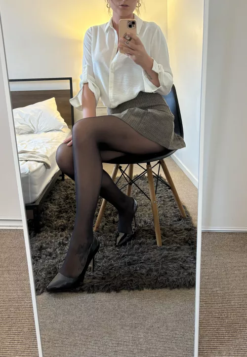Pantyhose, no panties and high heels, my favourite combo by FeelingAsk3487