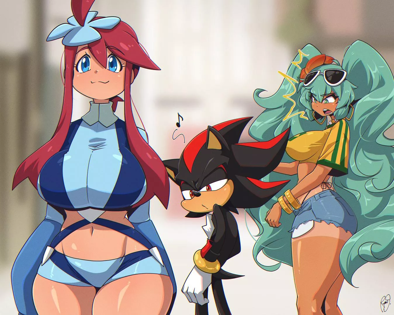 Shadow and the Latinas |Shadow Skyla and Brazilian Miku. (Ryou Sakai) posted by footlettuceburger360