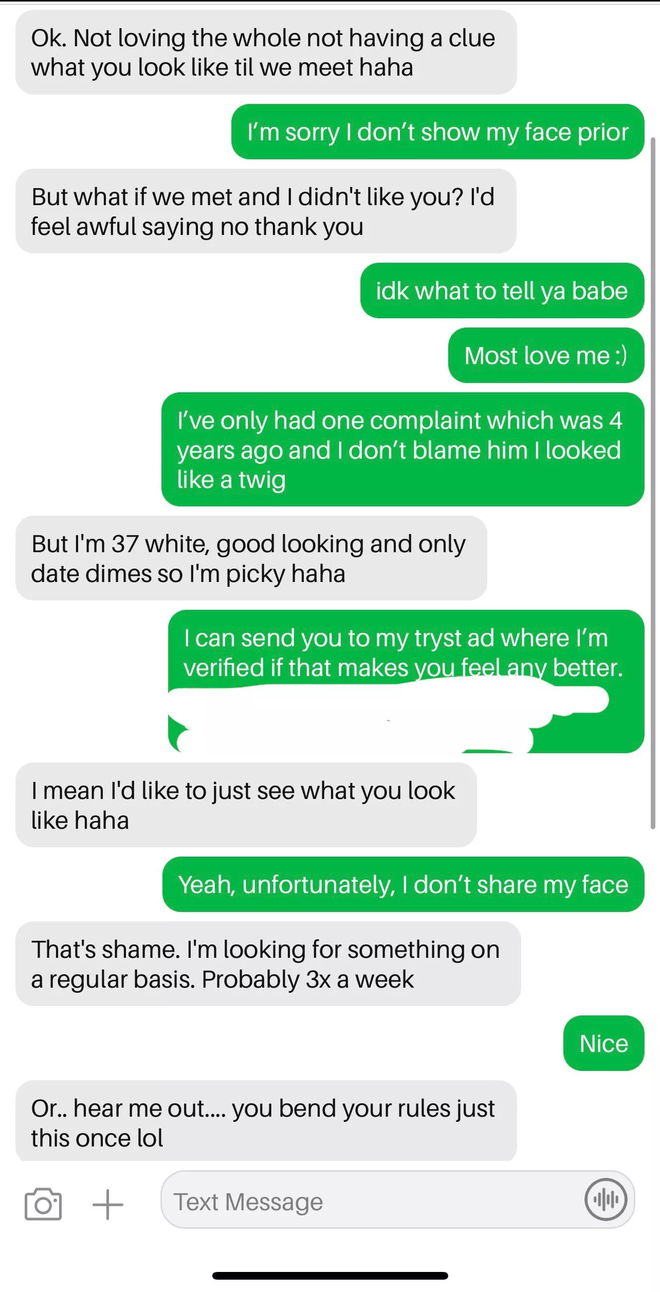 Show me your face, break your rules for me just this once  posted by No-Cartoonist854