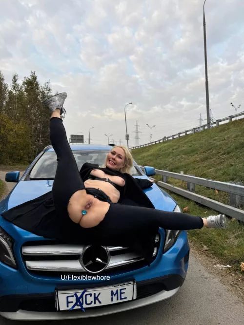 Stretching on the roadside 🥵 by Flexiblewhore