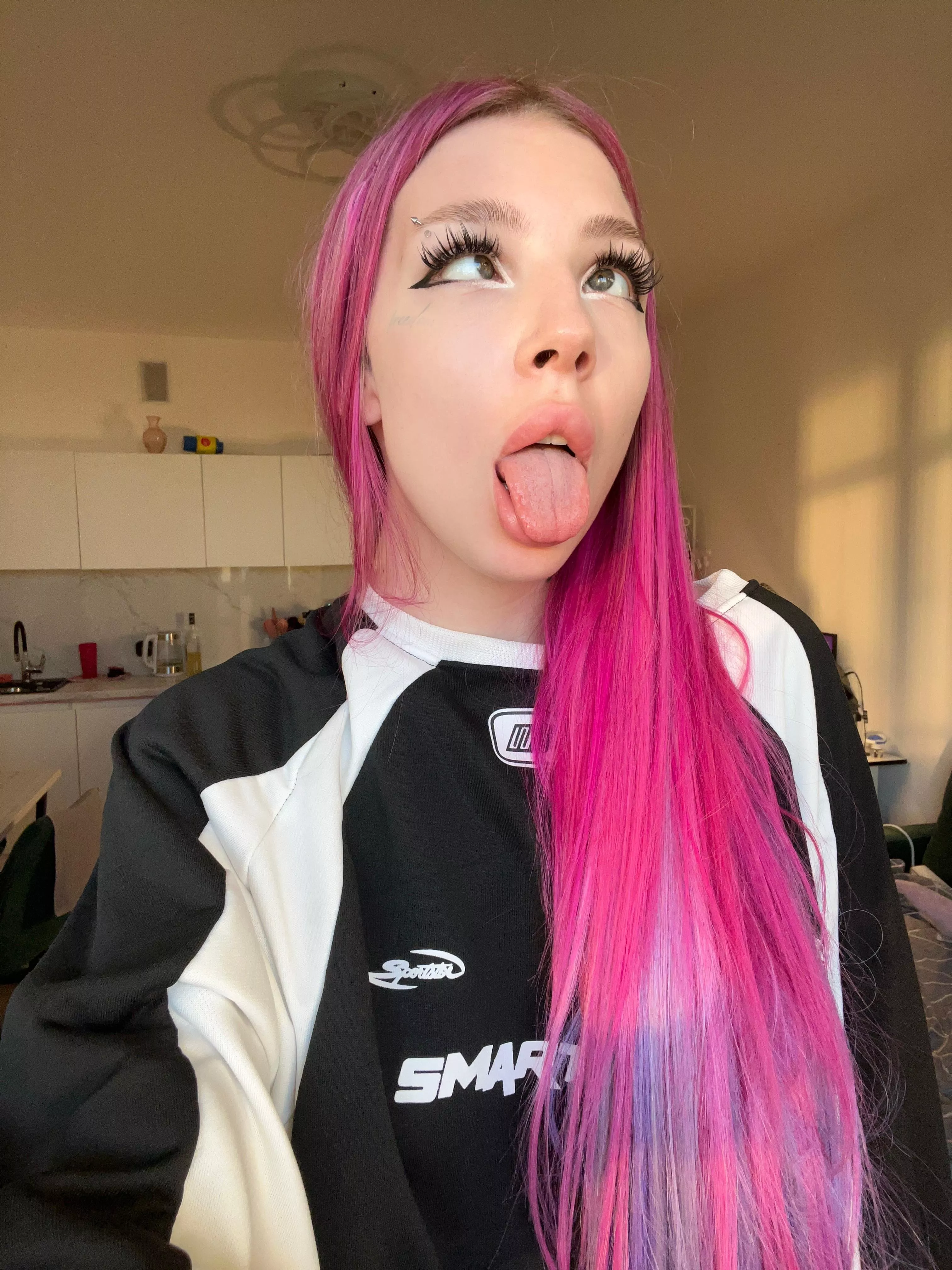 This tongue is for cum daddy, I ahegao girl waiting for it from you posted by StrawberryJoyy