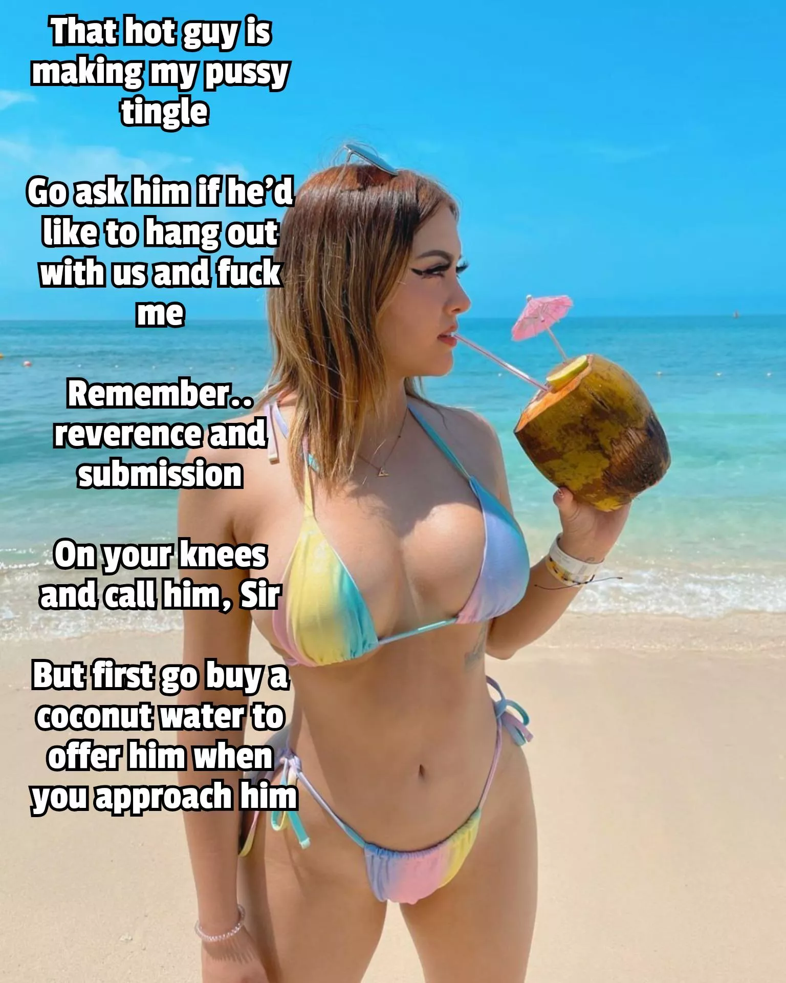 Your gf spots a hot guy she wants to fuck so she sends you to make introductions  posted by Captionsforever