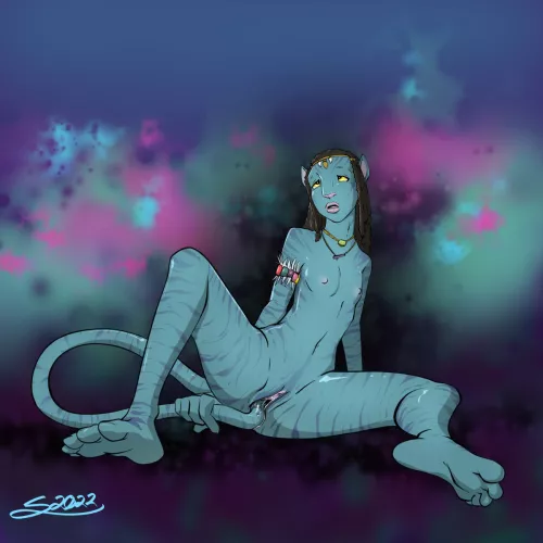 Horny Na'vi girl fucks her pussy with her tail (ssn_inc) by NastinaX