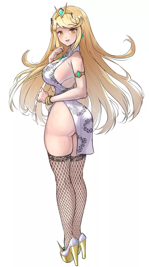 Mythra in Fishnets  by cloudyfigma