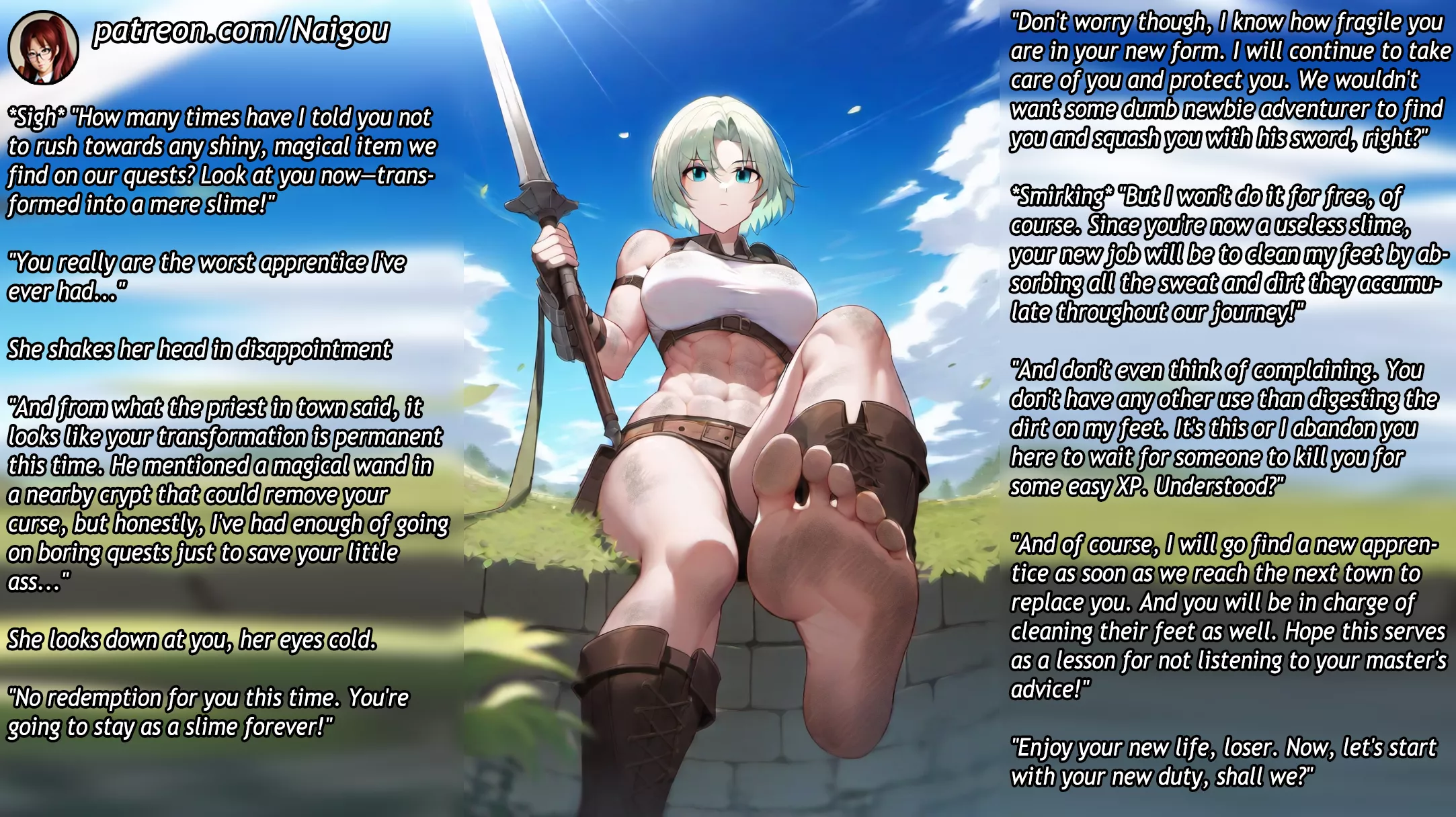 Your new duty as your master's slime [femdom][fantasy][feet][slim TF][foot worship][feet slave][transformation] [For beta losers fans of feet and Isekai only, you've been warned~] posted by Nalgou