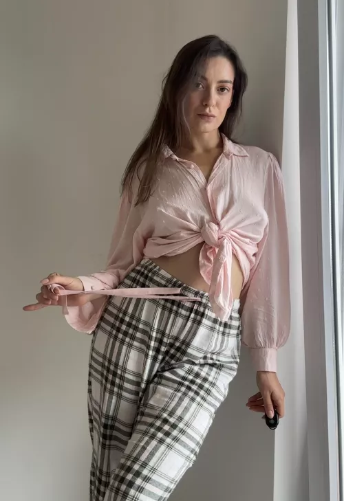 The blouse and pants leave just enough room for imagination... by goldennluminous