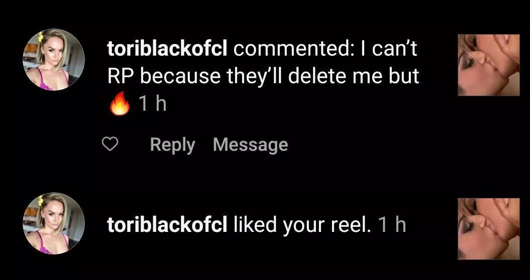 Throwback to when Tori Black replied to an edit of her scene with Sunny Leone posted by sidroy81