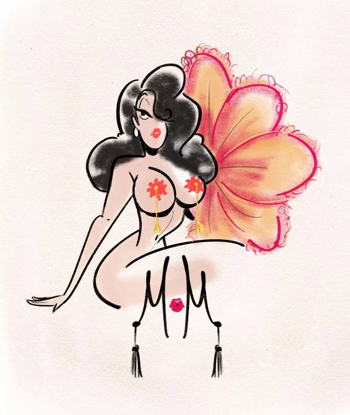 A burlesque dancer done digitally by me  posted by DangerusDoodles