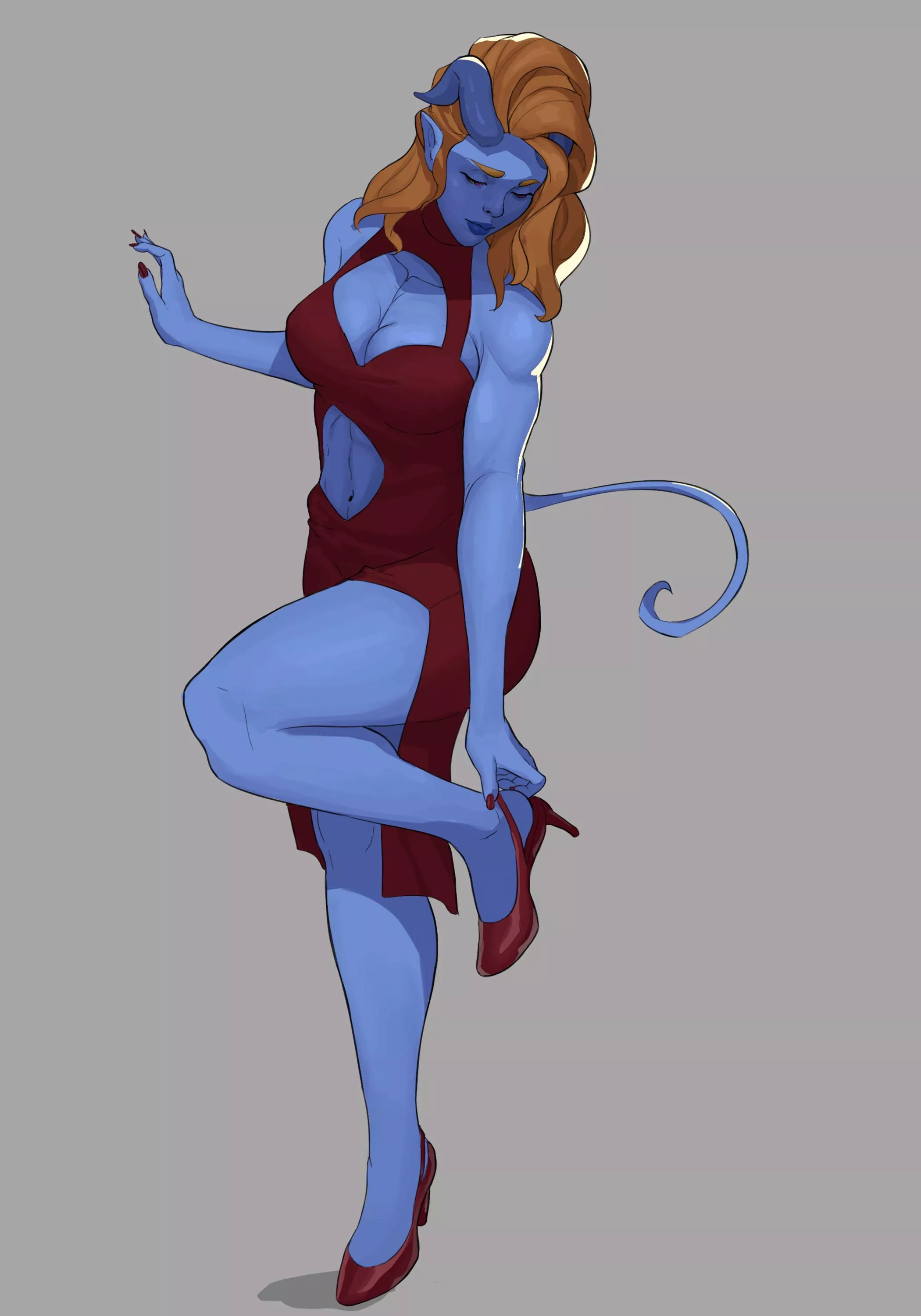 Blue Succubus (By me)  posted by benkyoudraws