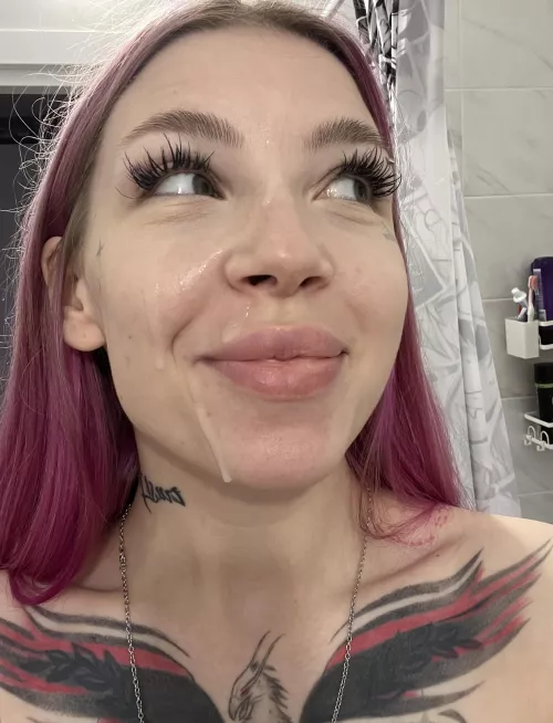 cum dripping down my face after I gave a guy a blowjob by StrawberryJoyy