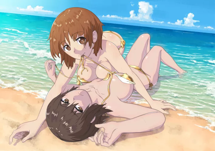 Maho and Miho having fun on the beach [Girls und Panzer] (Huaro7号) by EvidenceOfDespair