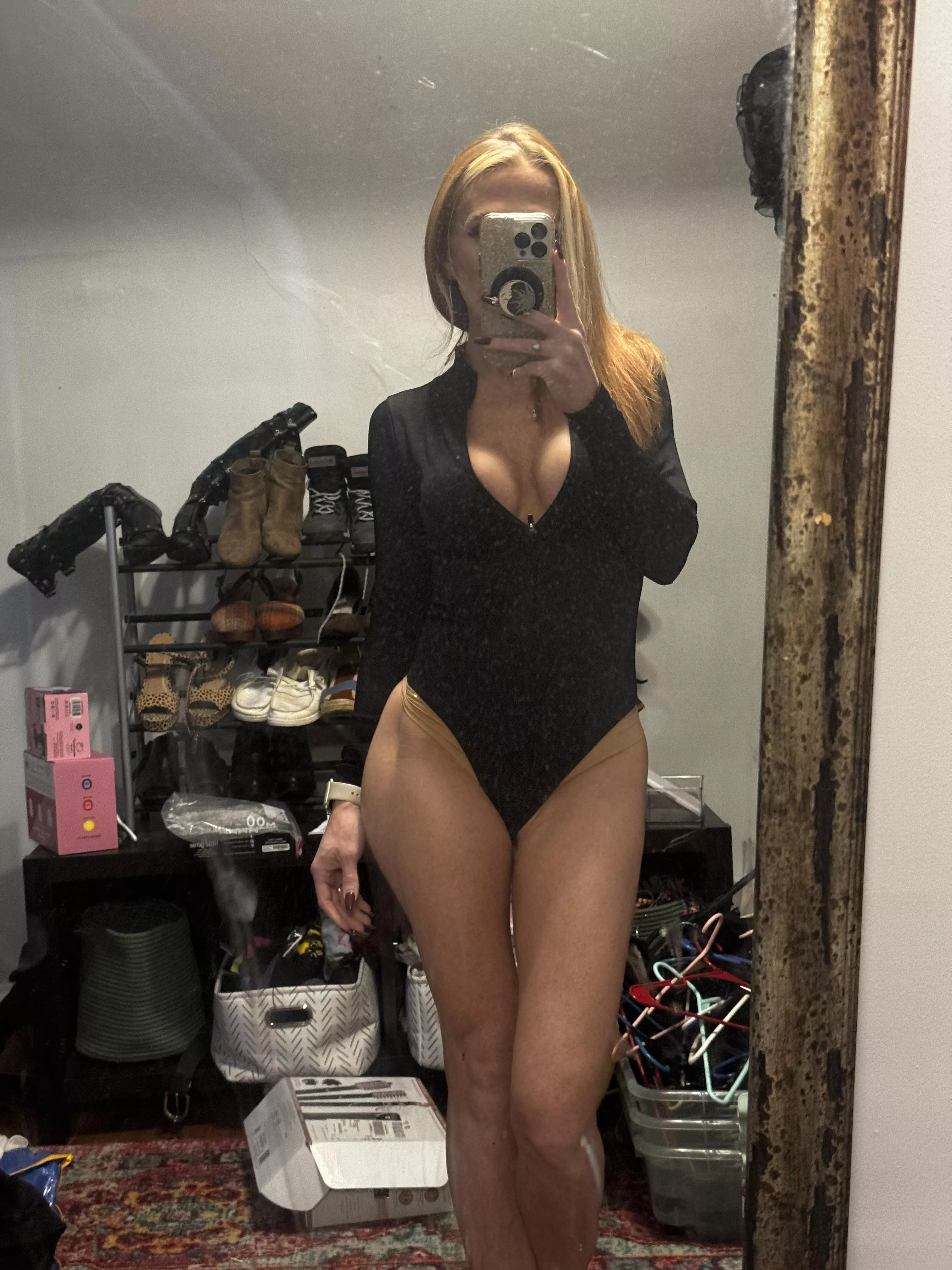 Casually walking around in a bodysuit while my husband hosts a watch party posted by celeste_86