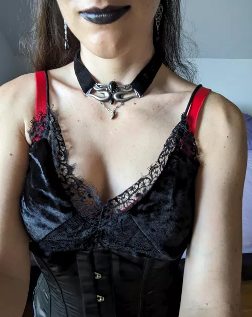 Goth cleavage by darkspellslingerie
