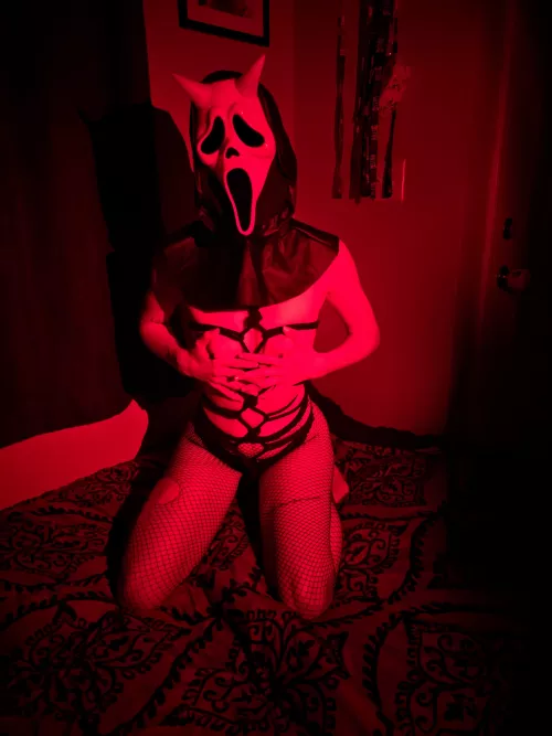 Here's another quick shot of the Devil Face self tie I did this week. 💋🔪 by BabyMunster666