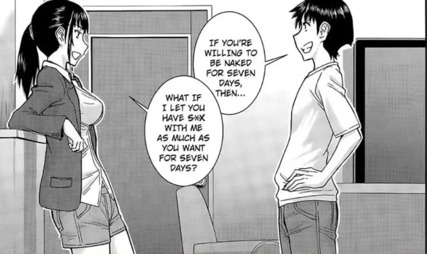 LF mono Source: 1boy 1girl “if you’re willing to be naked for seven days then…” “what if I let you have sex with me as much as you want for seven days?” by doctor-libra