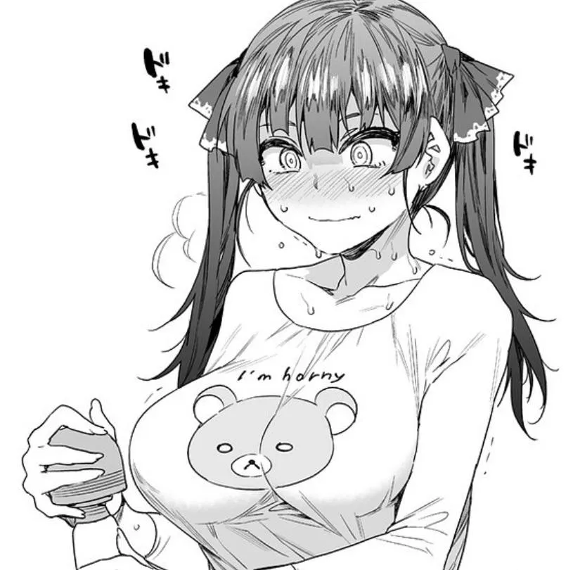 LF mono source: woman in a sweater with bear that says “I’m horny”, holding a vibrator posted by ilikememes2240