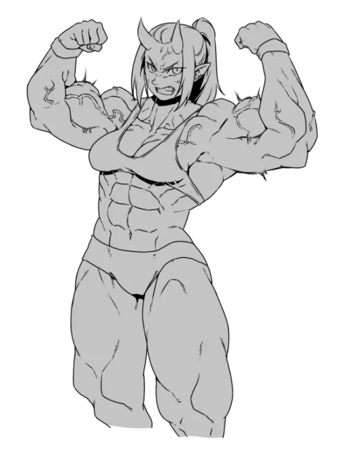 Bicep flexing demon [@minew01] by TheTMoneyMan