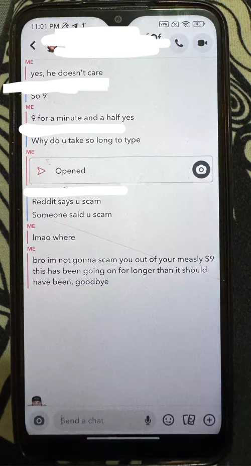 bro really thought i wanted to scam him out of $9 🤦‍♀️ by boltingthrowaway