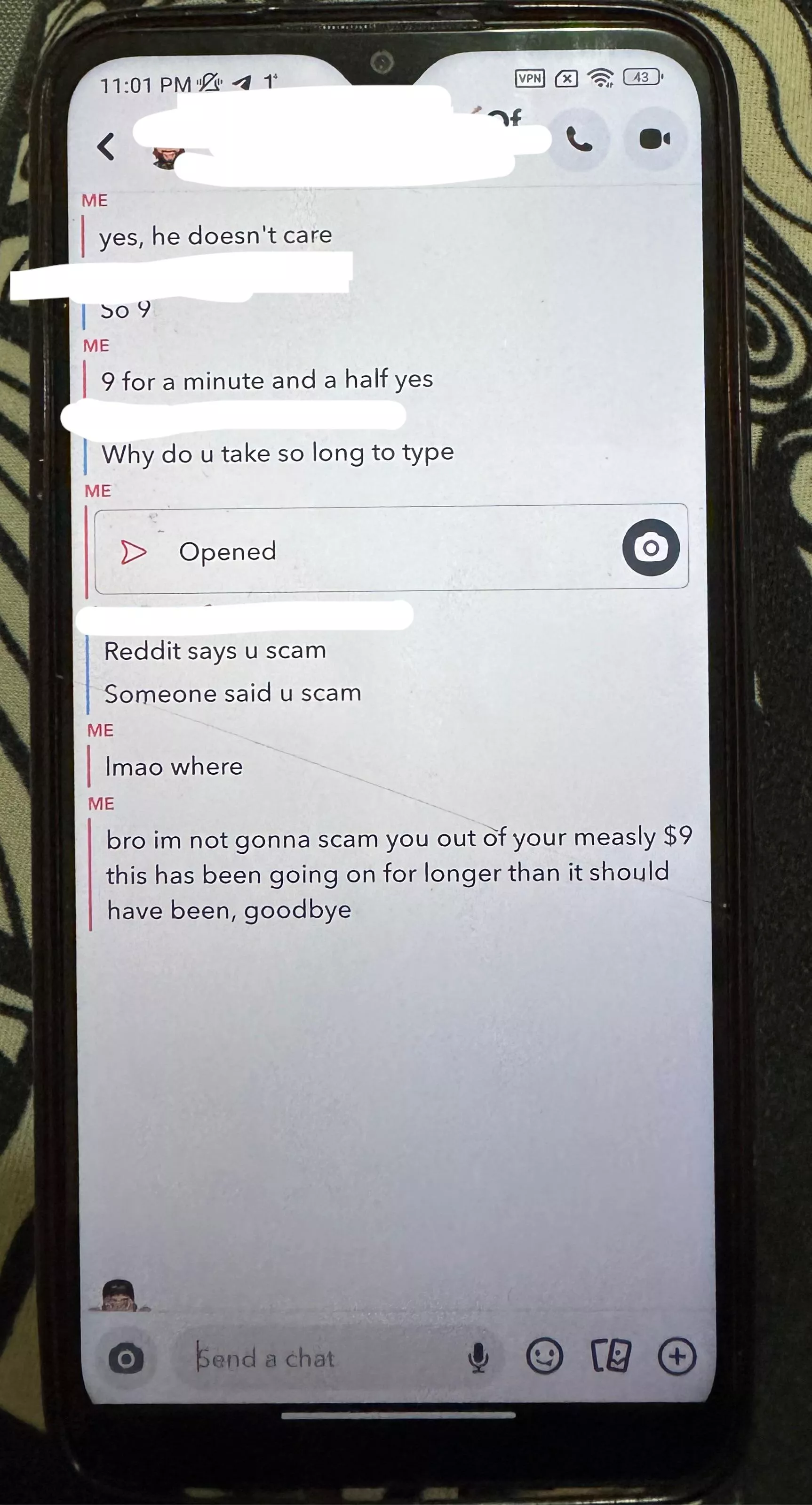 bro really thought i wanted to scam him out of $9 🤦‍♀️ posted by boltingthrowaway