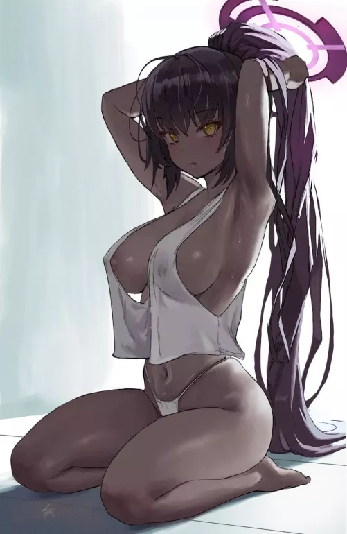 Casually tying her hair by RandomName8448