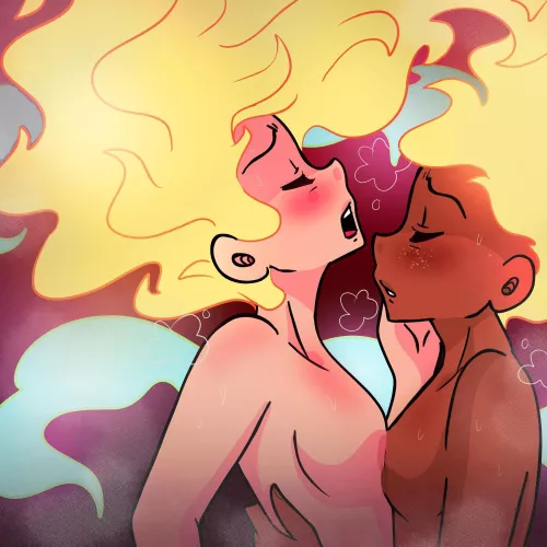 [OC][Our Little Universe] Furi and Eva making love for the first time in their fire forms 🥹❤️‍🔥  by OneLayerGirl