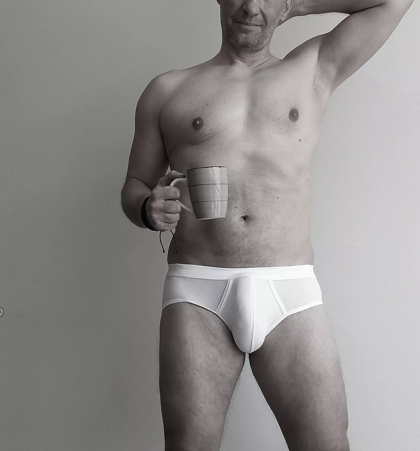 White Briefs and Coffee posted by 50s_Journey