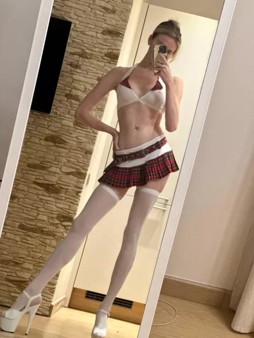 White stockings and heels selfie by SamanthaRougeHot