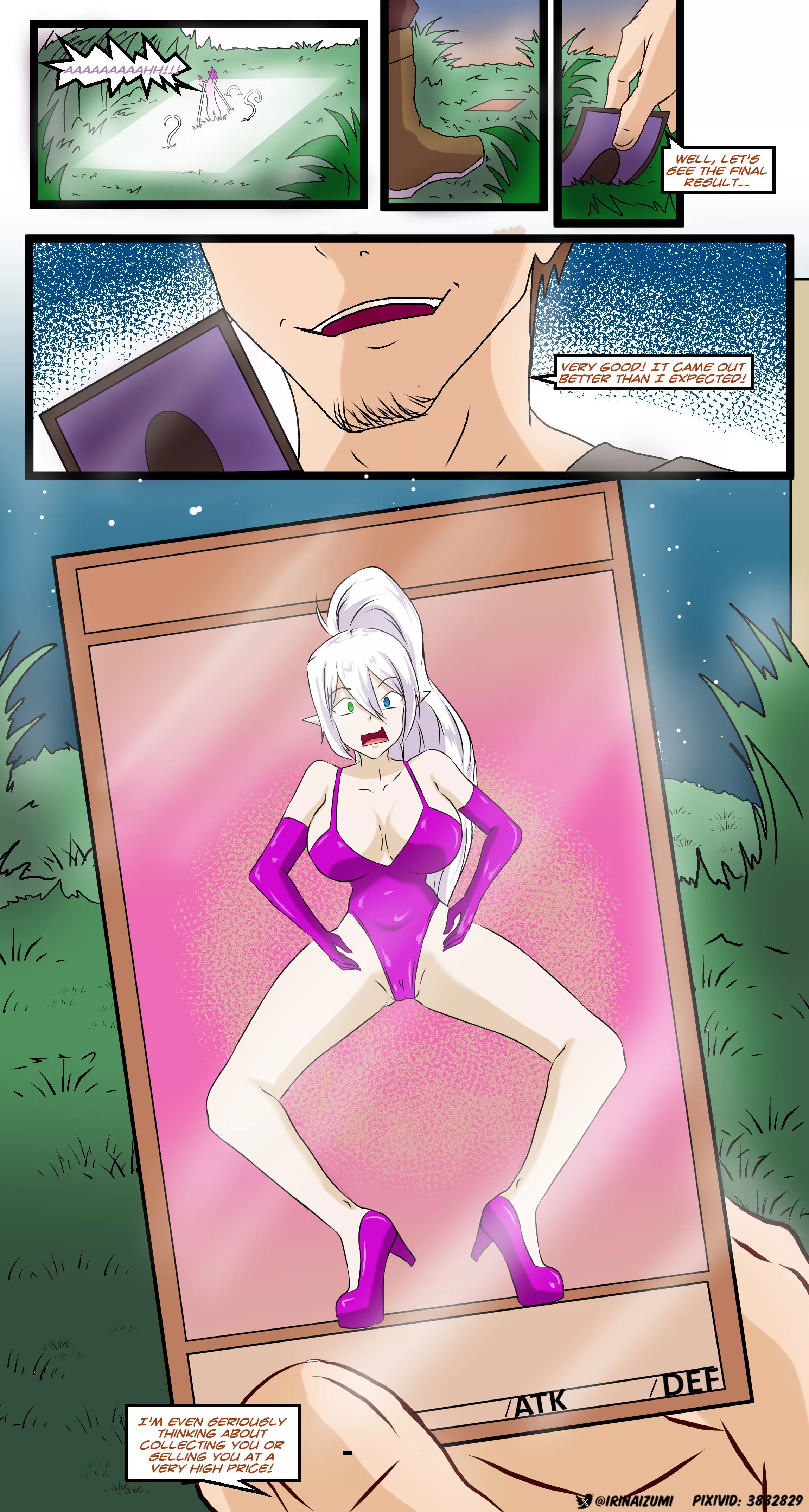 A card collector sets a trap for a dispersing adventuring group so he can turn them into cards one by one.
 posted by LoudContract2700