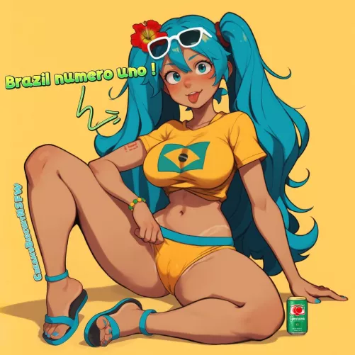 Brazilian Miku 🇧🇷 (CreamyBiscuitNSFW)[Vocaloid] by At0micKiwi