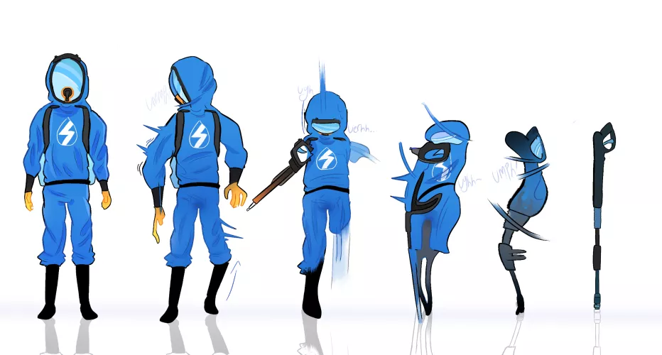 I drew Powerwash guy turning into a powerwasher.  by Unable_Lock_7692