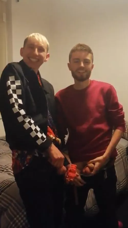 Whos dick are you sucking? Left or right? Us showing our balls off in front of mates by robbybobby1999