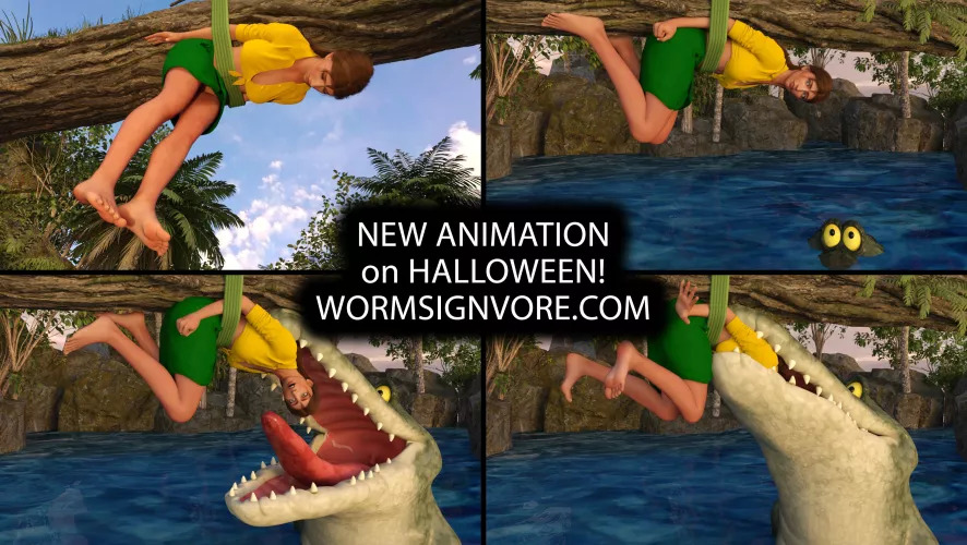 {Image}Croc eats Jane Porter - Teaser(?/Croc)(F/Human)(Soft)(Oral)(unwilling)(nsfw)(OC: WormsignVore Animations)  by WormsignVore