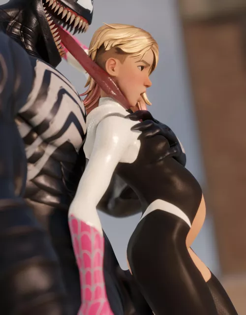 Gwen vs. Venom (emberstock) by EroMestre
