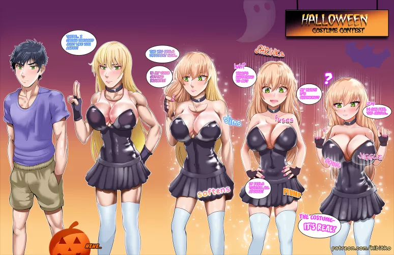 Halloween Costume Contest! TG TF Sequence by Kibitko. (A boyfriend and girlfriend get in drag for a contest, and the appliances they attached become real!) Here's the boyfriend :) (well.. he becomes the girlfriend after this lol) by Kibitko