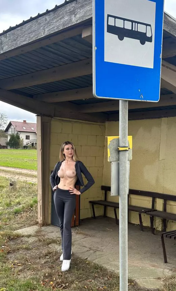 Maybe bus will come faster like this, or someone give a ride  posted by SamanthaRougeHot