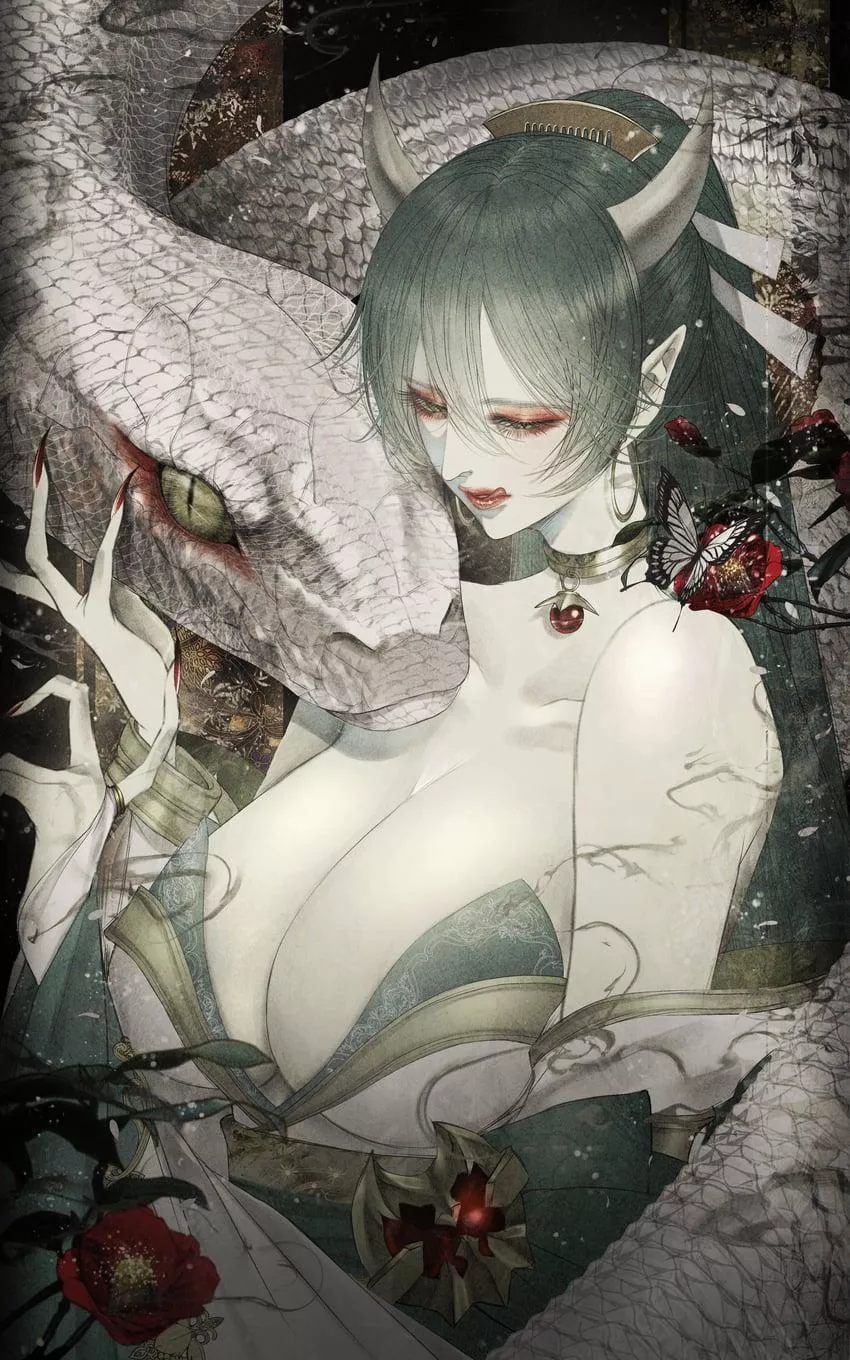 Oni with her familiar (Satsuki Kei) posted by This-Sherbert-7333