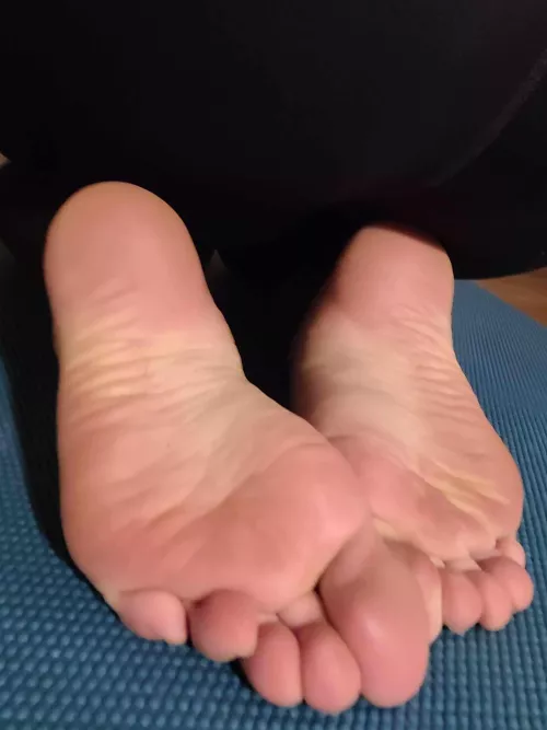 Just finished yoga... my pink soles are ready for you. Like what you see? by DommeSophieSloan