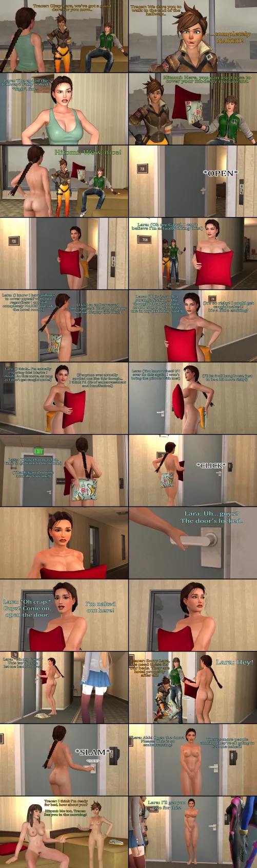 Lara Croft streaks in a hotel hallway! [OC] by Momi-Skinner