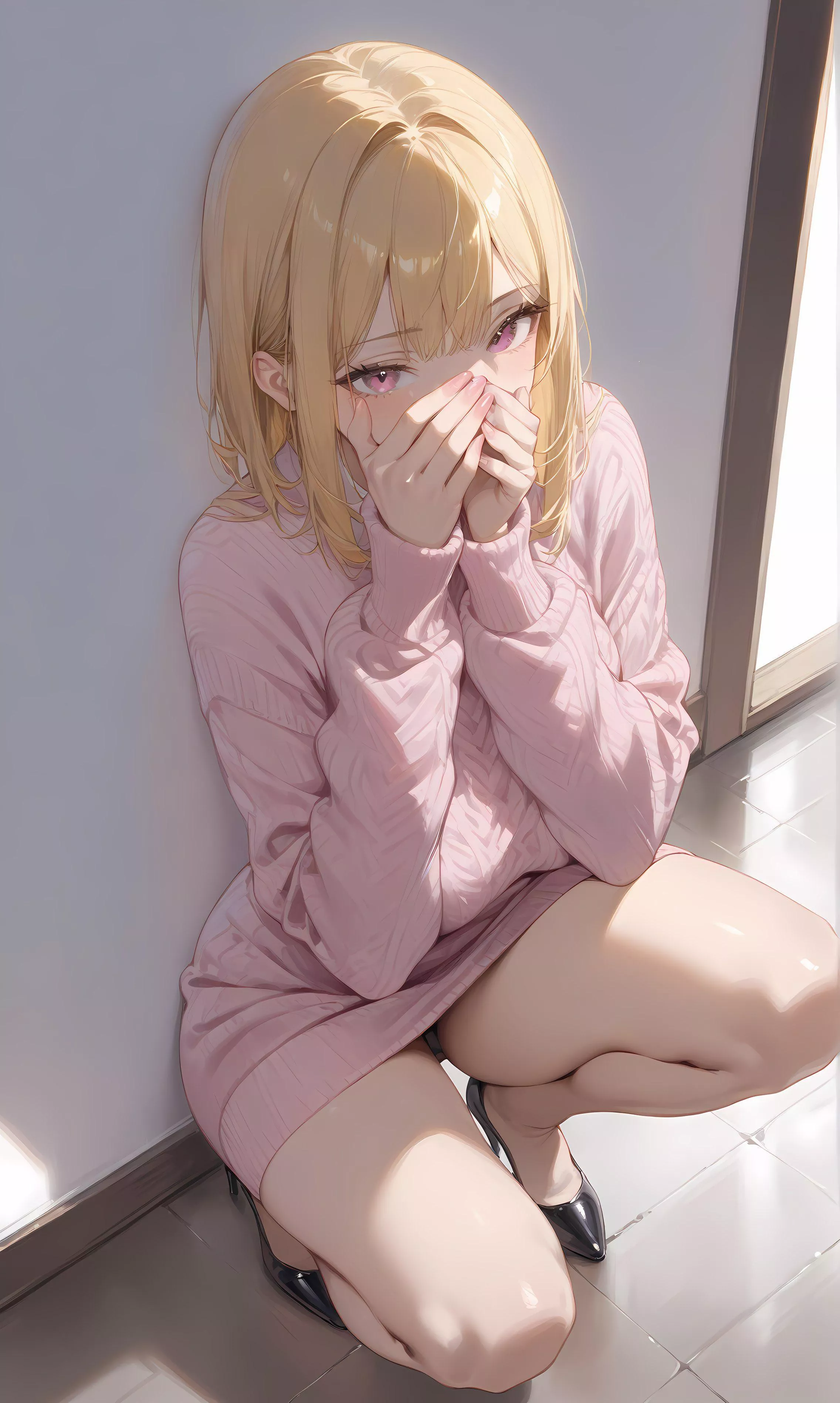 Pink Sweater & Heels  posted by CheetahSperm18