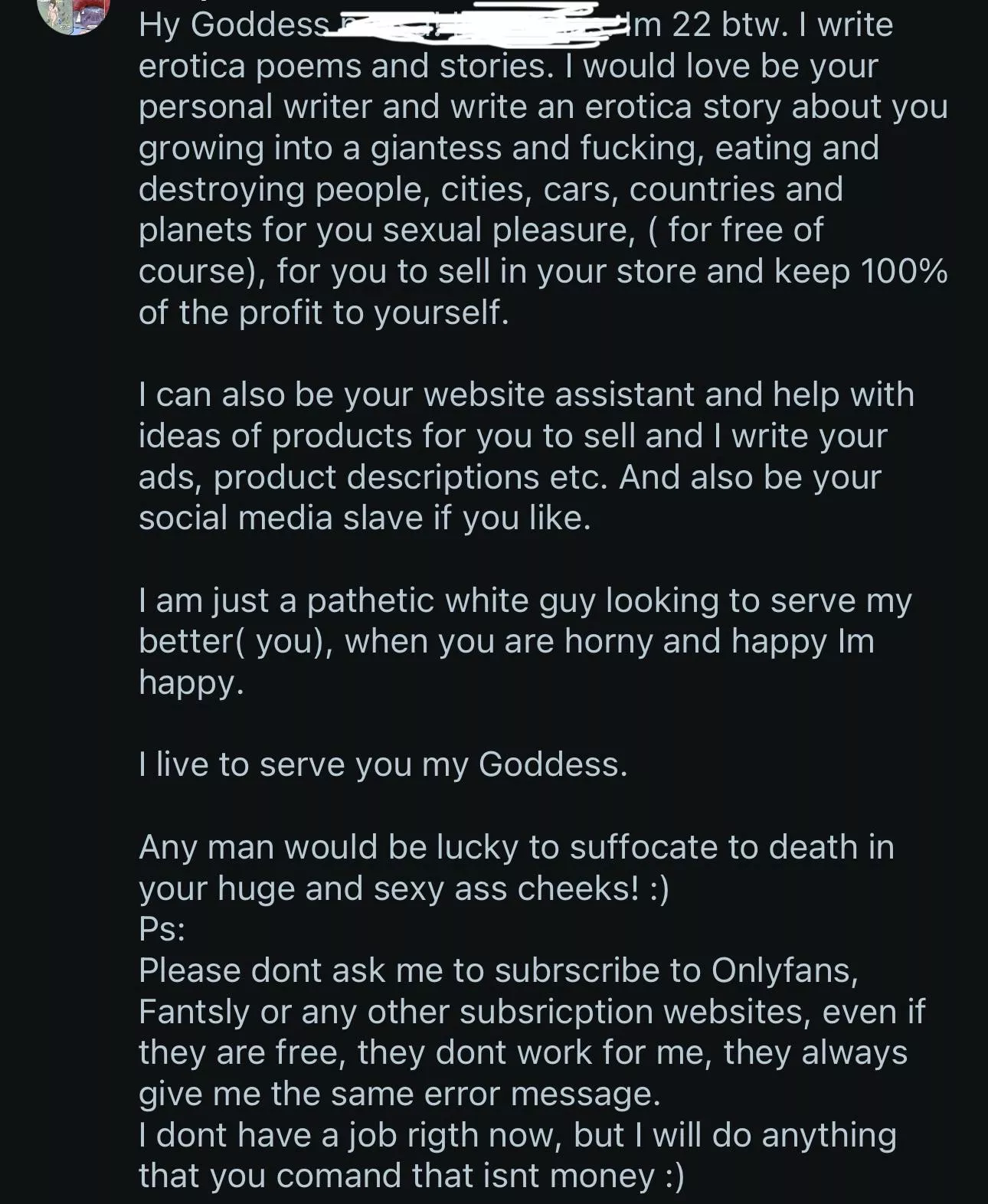 they'll do anything buy pay posted by boltingthrowaway