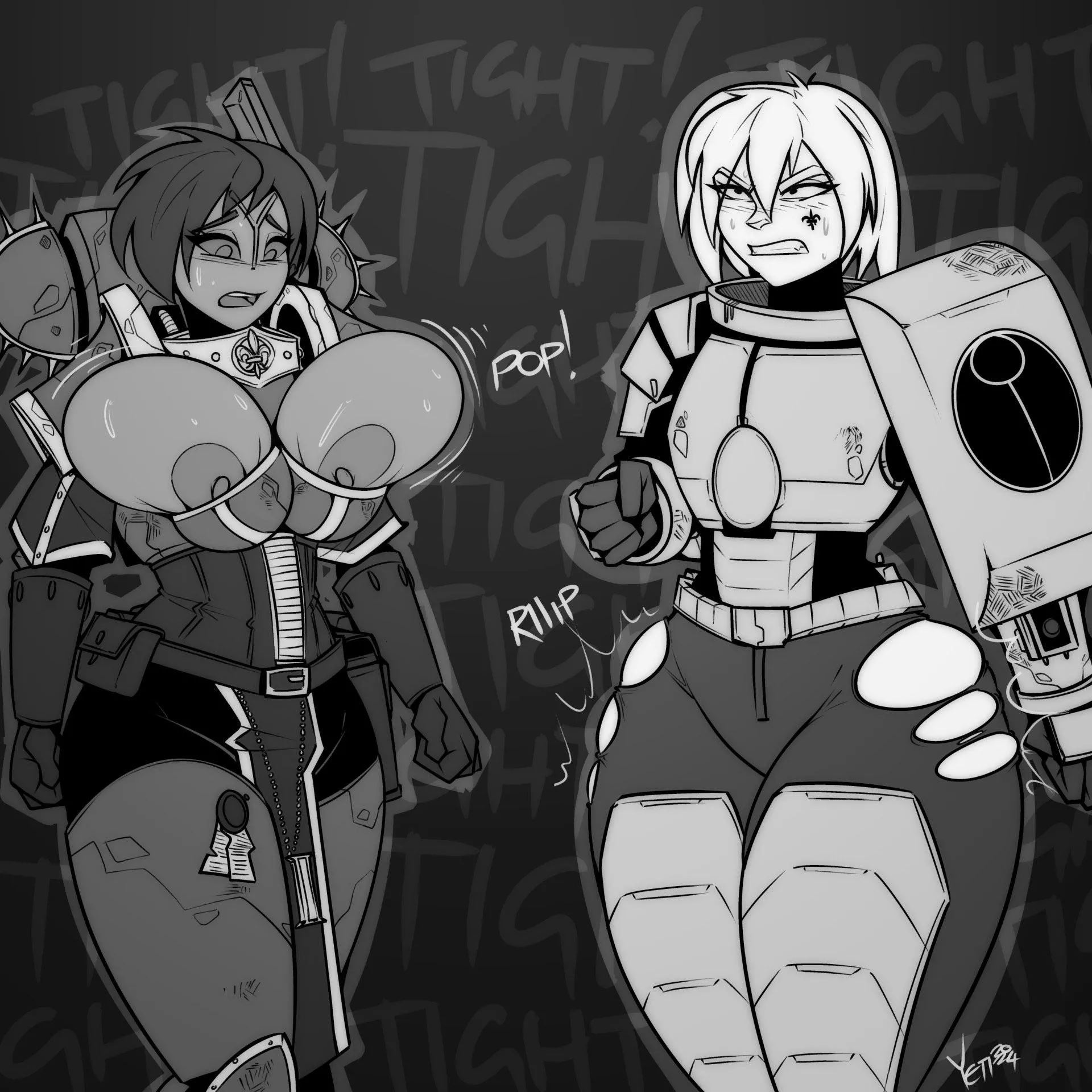 Sister and Tau swapping armour. Size differences become an issue by SexualYeti  posted by ChaosMarine123