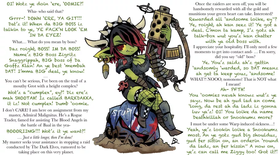 You are now the prize of a Goffs Klan boss. You lucky bastard.  (I forgot to post to this sub earlier, sorry) Made with the help of u/MtG-Ti by ChaosMageTorvus