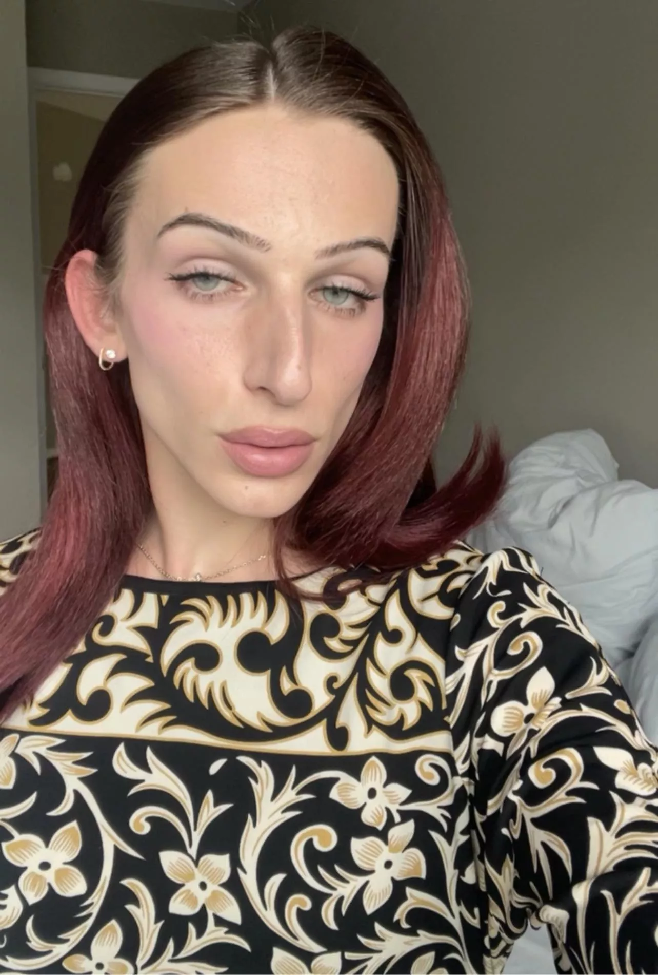 A beautiful femme queen, with a hung girl cock. Can you guess how big it is? posted by transgirlhung