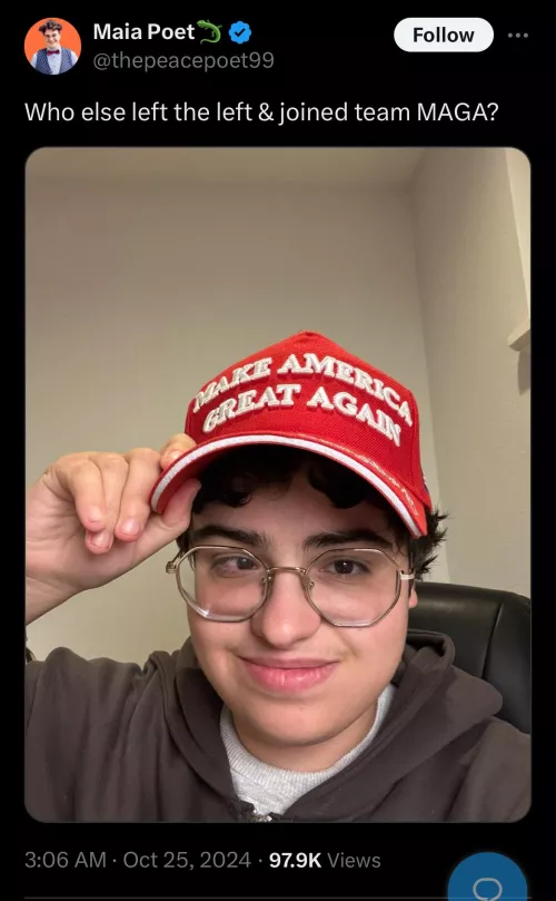 Now that Adam is a detransition Zionist, it’s sad to see his politics go this way  by congressbaseballfan